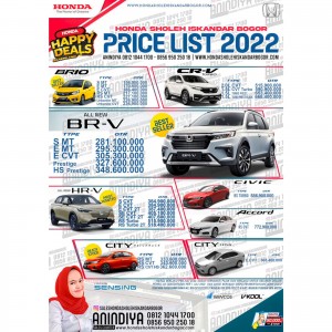 Pricelist 2022 Honda Bogor